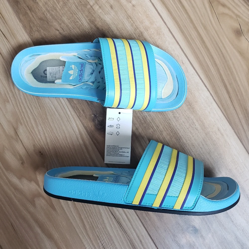 Adidas Adilette Premium ZX 8000 Blue Yellow Slides Sandals Size Men's 7